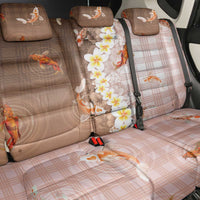 Hawaii And Japan Back Car Seat Cover Plumeria Lei With Koi Fish Beige LT05 - Polynesian Pride