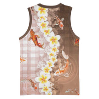 Hawaii And Japan Basketball Jersey Plumeria Lei With Koi Fish Beige LT05 - Polynesian Pride
