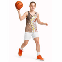 Hawaii And Japan Basketball Jersey Plumeria Lei With Koi Fish Beige LT05 - Polynesian Pride