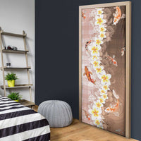 Hawaii And Japan Door Cover Plumeria Lei With Koi Fish Beige LT05 - Polynesian Pride