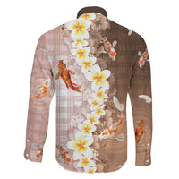 Hawaii And Japan Family Matching Tank Maxi Dress and Hawaiian Shirt Plumeria Lei With Koi Fish Beige - Polynesian Pride