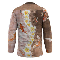Hawaii And Japan Hockey Jersey Plumeria Lei With Koi Fish Beige LT05 - Polynesian Pride