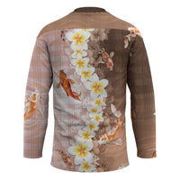 Hawaii And Japan Hockey Jersey Plumeria Lei With Koi Fish Beige - Polynesian Pride