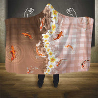 Hawaii And Japan Hooded Blanket Plumeria Lei With Koi Fish Beige LT05 - Polynesian Pride