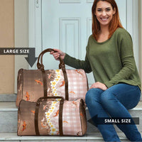 Hawaii And Japan Travel Bag Plumeria Lei With Koi Fish Beige - Polynesian Pride