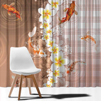 Hawaii And Japan Window Curtain Plumeria Lei With Koi Fish Beige - Polynesian Pride