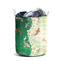 Hawaii And Japan Laundry Basket Plumeria Lei With Koi Fish Green LT05 - Polynesian Pride
