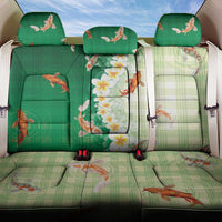 Hawaii And Japan Back Car Seat Cover Plumeria Lei With Koi Fish Green LT05 One Size Green - Polynesian Pride