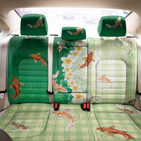 Hawaii And Japan Back Car Seat Cover Plumeria Lei With Koi Fish Green LT05 - Polynesian Pride