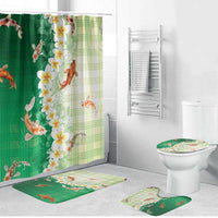 Hawaii And Japan Bathroom Set Plumeria Lei With Koi Fish Green - Polynesian Pride