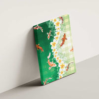 Hawaii And Japan Canvas Wall Art Plumeria Lei With Koi Fish Green LT05 - Polynesian Pride