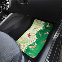 Hawaii And Japan Car Mats Plumeria Lei With Koi Fish Green - Polynesian Pride