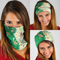 Hawaii And Japan Neck Gaiter Plumeria Lei With Koi Fish Green LT05 - Polynesian Pride