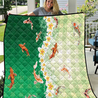 Hawaii And Japan Quilt Plumeria Lei With Koi Fish Green - Polynesian Pride