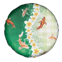 Hawaii And Japan Spare Tire Cover Plumeria Lei With Koi Fish Green - Polynesian Pride