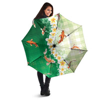 Hawaii And Japan Umbrella Plumeria Lei With Koi Fish Green LT05 - Polynesian Pride