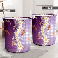 Hawaii And Japan Laundry Basket Plumeria Lei With Koi Fish Purple LT05 - Polynesian Pride