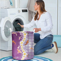 Hawaii And Japan Laundry Basket Plumeria Lei With Koi Fish Purple LT05 - Polynesian Pride