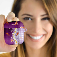 Hawaii And Japan AirPods Case Plumeria Lei With Koi Fish Purple LT05 - Polynesian Pride
