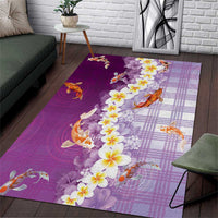Hawaii And Japan Area Rug Plumeria Lei With Koi Fish Purple LT05 Purple - Polynesian Pride