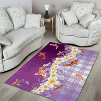 Hawaii And Japan Area Rug Plumeria Lei With Koi Fish Purple LT05 - Polynesian Pride