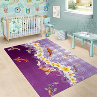 Hawaii And Japan Area Rug Plumeria Lei With Koi Fish Purple LT05 - Polynesian Pride