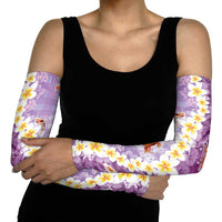 Hawaii And Japan Arm Sleeves Plumeria Lei With Koi Fish Purple LT05 - Polynesian Pride