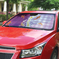 Hawaii And Japan Auto Sun Shade Plumeria Lei With Koi Fish Purple - Polynesian Pride