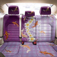 Hawaii And Japan Back Car Seat Cover Plumeria Lei With Koi Fish Purple LT05 - Polynesian Pride