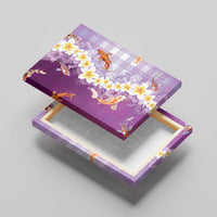 Hawaii And Japan Canvas Wall Art Plumeria Lei With Koi Fish Purple LT05 - Polynesian Pride