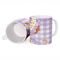 Hawaii And Japan Ceramic Mug Plumeria Lei With Koi Fish Purple LT05 - Polynesian Pride