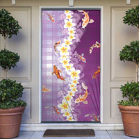 Hawaii And Japan Door Cover Plumeria Lei With Koi Fish Purple LT05 Purple - Polynesian Pride