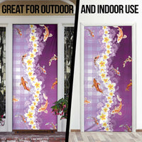 Hawaii And Japan Door Cover Plumeria Lei With Koi Fish Purple LT05 - Polynesian Pride