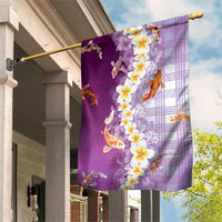 Hawaii And Japan Garden Flag Plumeria Lei With Koi Fish Purple - Polynesian Pride