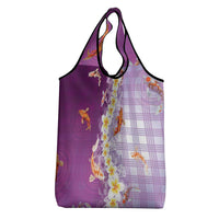 Hawaii And Japan Grocery Bag Plumeria Lei With Koi Fish Purple - Polynesian Pride