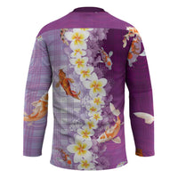 Hawaii And Japan Hockey Jersey Plumeria Lei With Koi Fish Purple LT05 - Polynesian Pride
