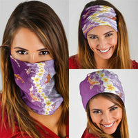 Hawaii And Japan Neck Gaiter Plumeria Lei With Koi Fish Purple LT05 - Polynesian Pride