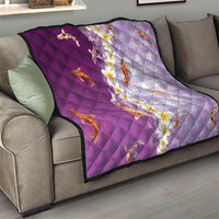 Hawaii And Japan Quilt Plumeria Lei With Koi Fish Purple - Polynesian Pride