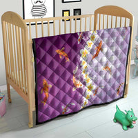 Hawaii And Japan Quilt Plumeria Lei With Koi Fish Purple - Polynesian Pride