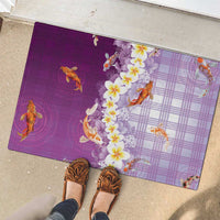 Hawaii And Japan Rubber Doormat Plumeria Lei With Koi Fish Purple LT05 - Polynesian Pride