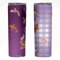 Hawaii And Japan Skinny Tumbler Plumeria Lei With Koi Fish Purple - Polynesian Pride