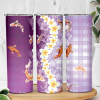 Hawaii And Japan Skinny Tumbler Plumeria Lei With Koi Fish Purple - Polynesian Pride