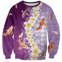 Hawaii And Japan Sweatshirt Plumeria Lei With Koi Fish Purple LT05 Unisex Purple - Polynesian Pride