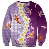 Hawaii And Japan Sweatshirt Plumeria Lei With Koi Fish Purple LT05 - Polynesian Pride