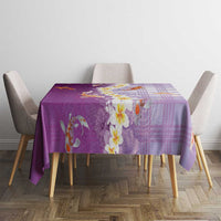 Hawaii And Japan Tablecloth Plumeria Lei With Koi Fish Purple LT05 - Polynesian Pride