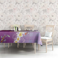 Hawaii And Japan Tablecloth Plumeria Lei With Koi Fish Purple LT05 - Polynesian Pride