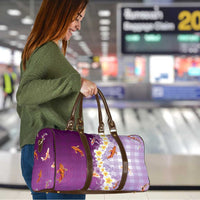 Hawaii And Japan Travel Bag Plumeria Lei With Koi Fish Purple - Polynesian Pride