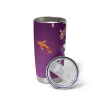 Hawaii And Japan Tumbler Cup Plumeria Lei With Koi Fish Purple LT05 - Polynesian Pride