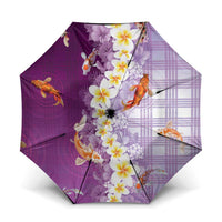 Hawaii And Japan Umbrella Plumeria Lei With Koi Fish Purple LT05 One Size Folded 11.42 inch Opened Diameter 37.4 inch Purple - Polynesian Pride