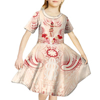 Siva Samoa Kid Short Sleeve Dress Samoan Taupou With Polynesian Pattern LT05 - Polynesian Pride